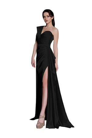 Beverly One-Shoulder Satin Vestido