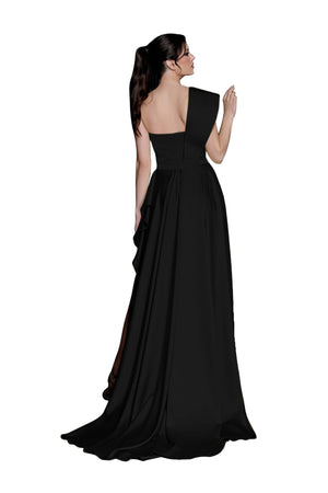 Beverly One-Shoulder Satin Vestido