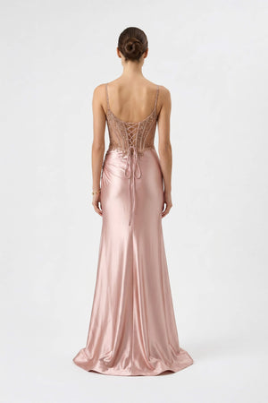 Lucia Sweetheart Lace-Up Maxi Dress