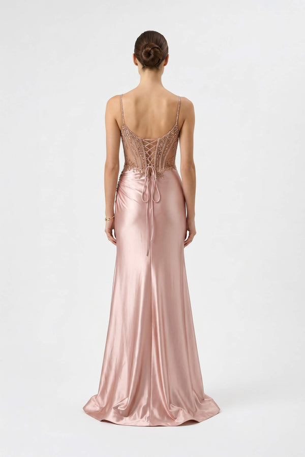 Lucia Sweetheart Lace-Up Maxi Dress