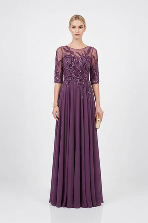 Beatrice Bateau 3/4-Sleeve Vestido Fiesta