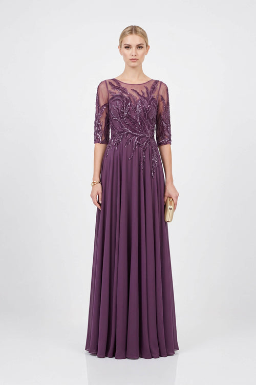 Beatrice Bateau 3/4-Sleeve Vestido Fiesta