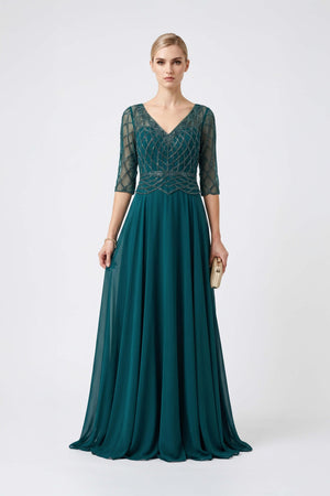 Alexa V-Neck 3/4-Sleeve Vestido Fiesta
