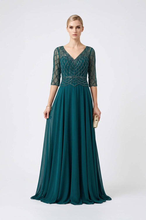 Alexa V-Neck 3/4-Sleeve Vestido Fiesta