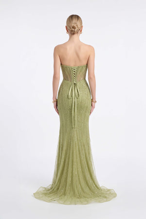 Isabella Beaded Strapless Long Vestido 421480 SAG