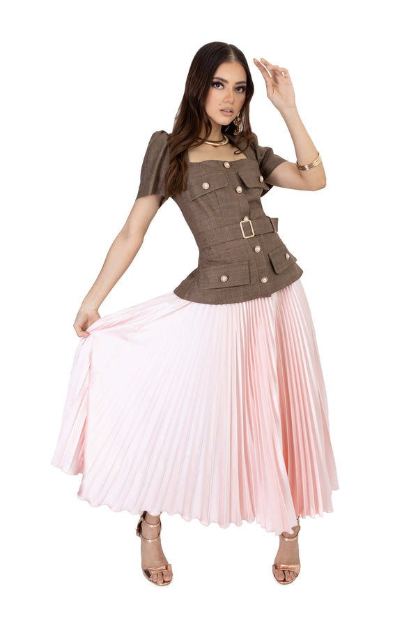 Anaís Pleated Midi Falda