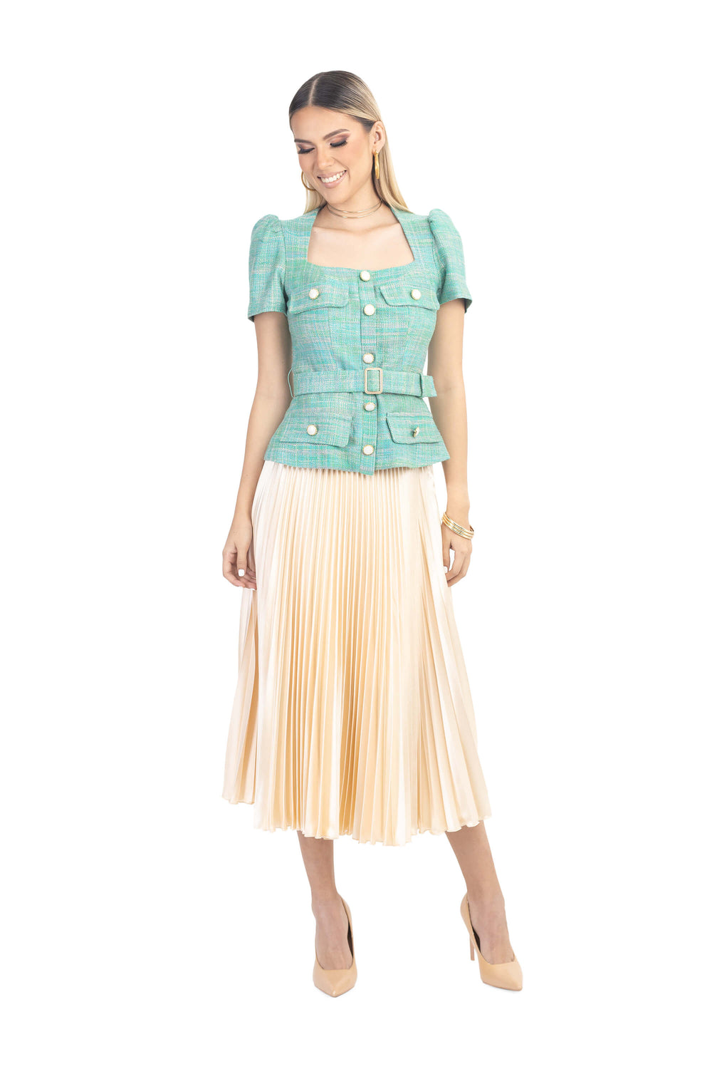 Anaís Pleated Midi Falda
