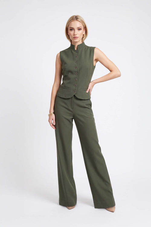 Valeria High-Waist Flap Wide-Leg Pantalón  532138 OLI