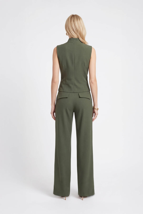 Valeria High-Waist Flap Wide-Leg Pantalón  532138 OLI