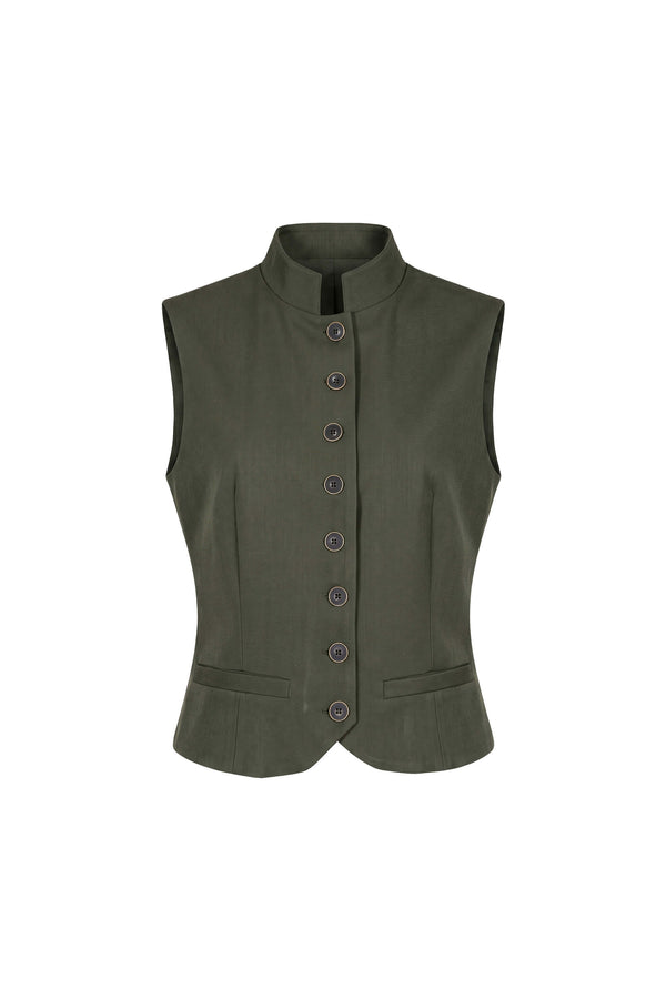 Outfit Adriana High-Neck Vest Straight Pantalón Co-Ord OLI