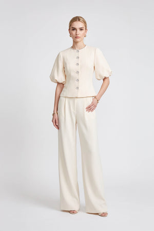 Alexa Jewel-Button Wide-Leg Pantalón Conjunto 532135 BEI