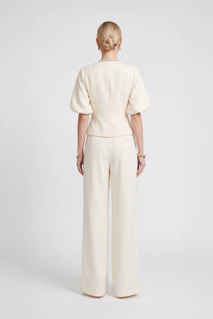 Alexa Jewel-Button Wide-Leg Pantalón Conjunto 532135 BEI