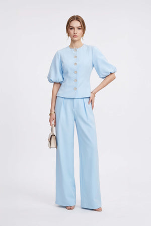 Alexa Jewel-Button Wide-Leg Pantalón Conjunto 532135 CIE