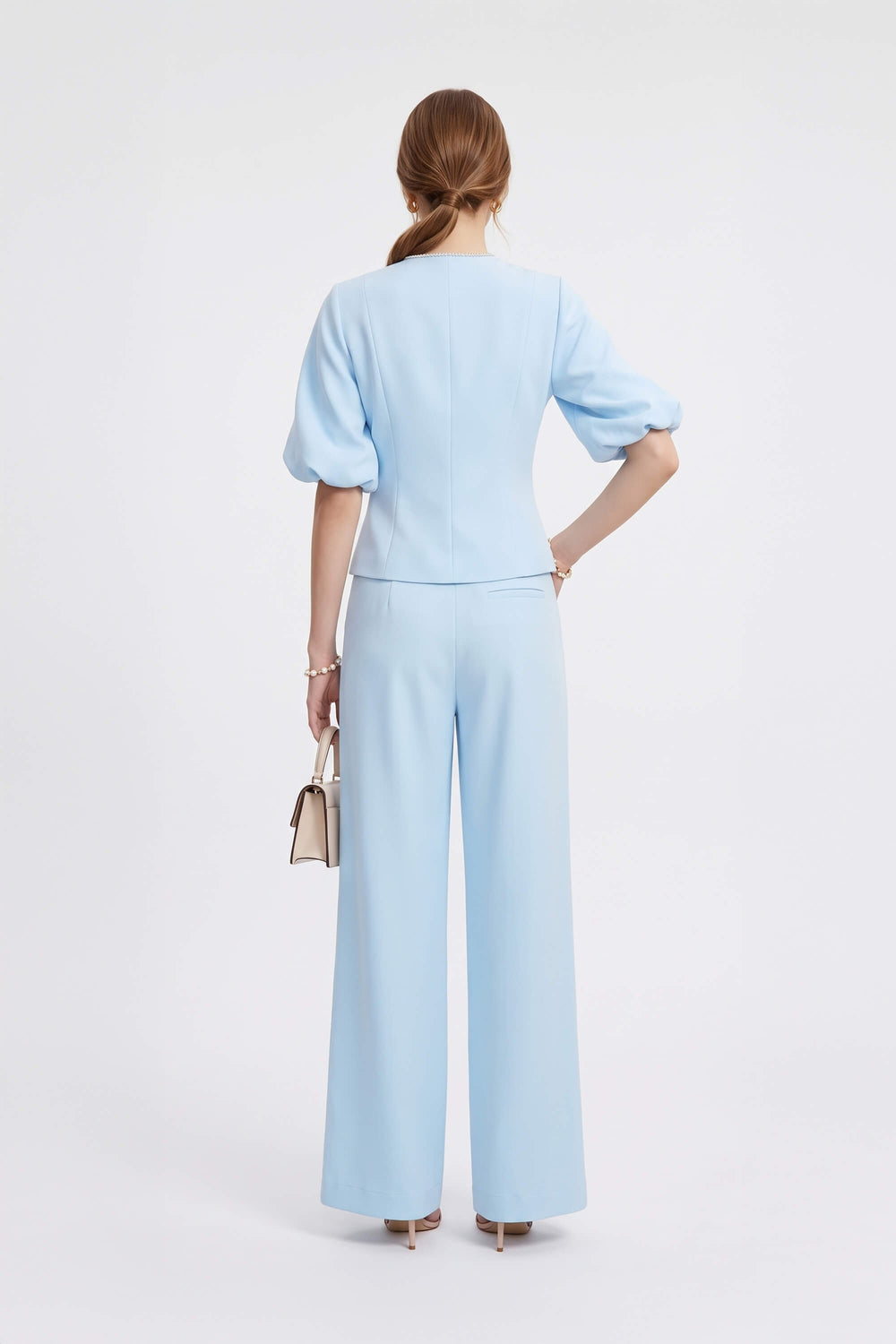 Alexa Jewel-Button Wide-Leg Pantalón Conjunto 532135 CIE