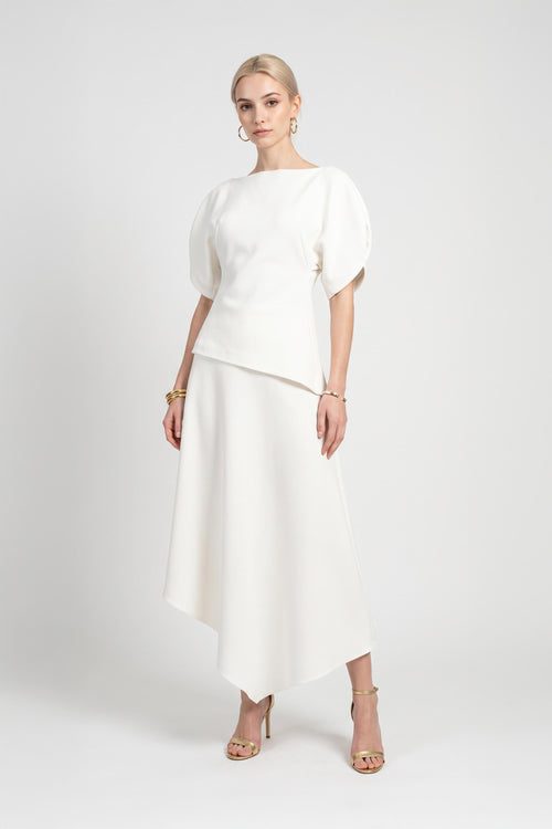 Camila High-Waist Asymmetric Midi Falda 541375 HUE
