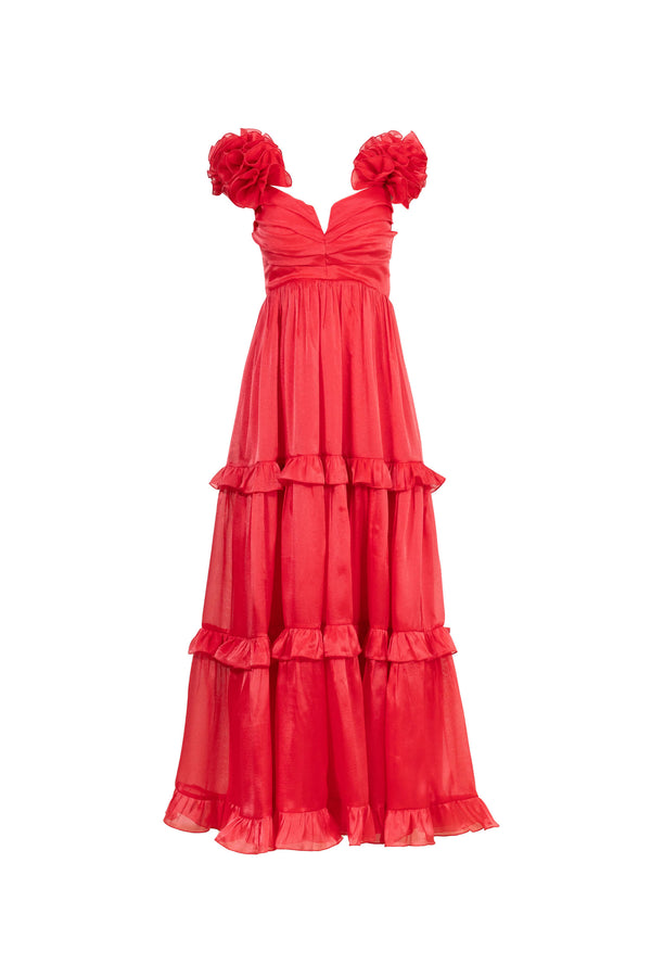 *Ana Floral Maxi Vestido 525712 ROJ