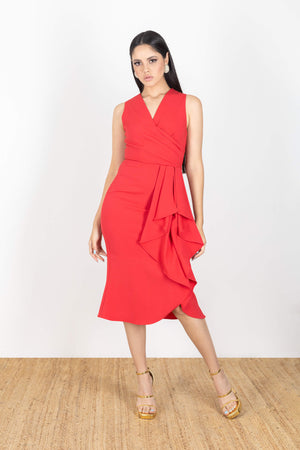Rory V-Neck Midi Vestido