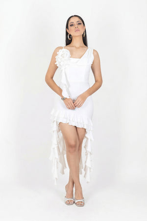 Lilly Ruffle Mini Vestido