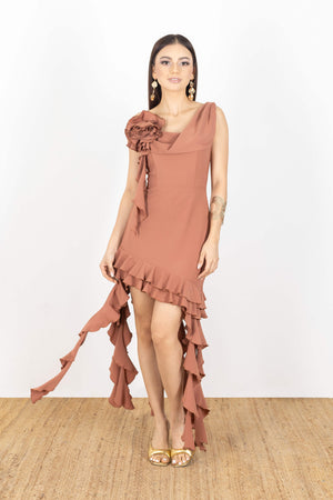 Lilly Ruffle Mini Vestido