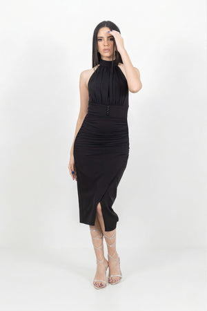Ivy Ruched Midi Vestido