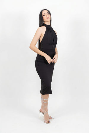 Ivy Ruched Midi Vestido
