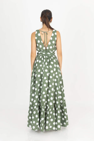 Olivia Halter-Back Tie-Waist Maxivestido 525986 VER
