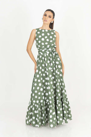 Olivia Halter-Back Tie-Waist Maxivestido 525986 VER