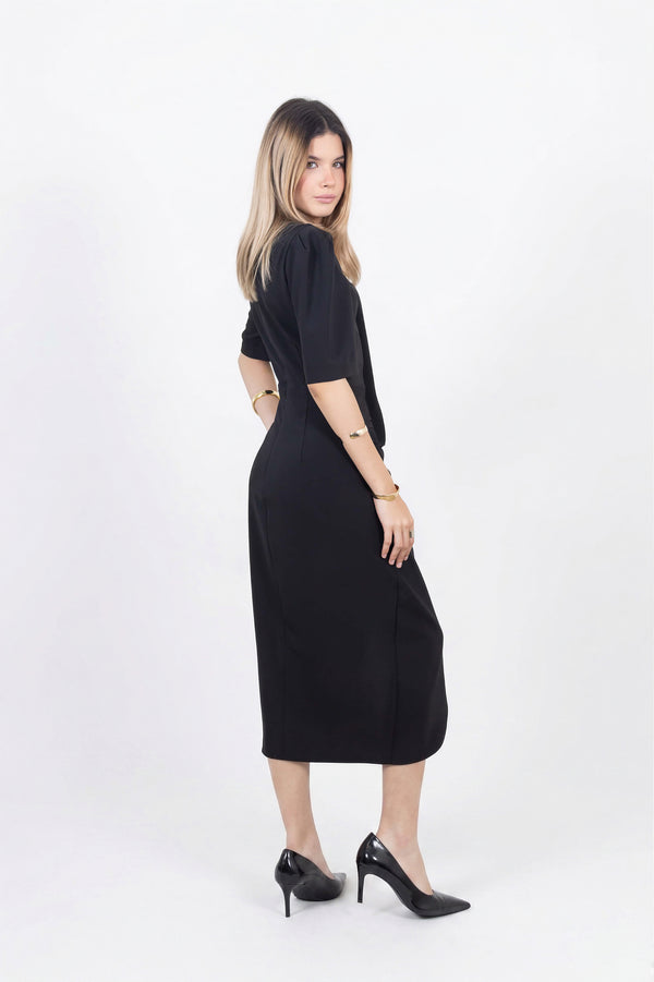 Noemi Drape Midi Vestido