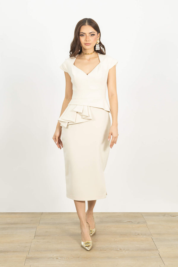 Harmony Peplum Midi Vestido
