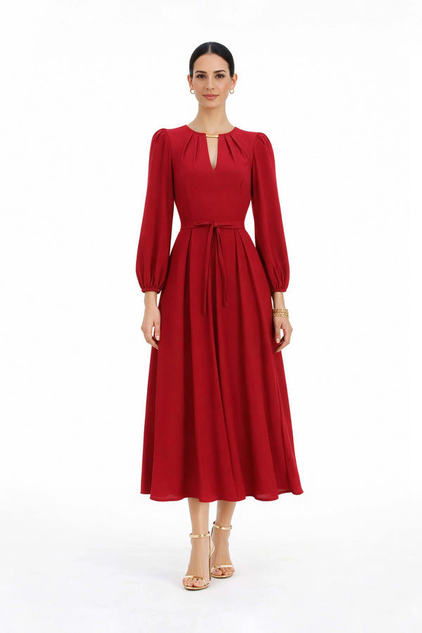 Destiny Pleated Midi Vestido