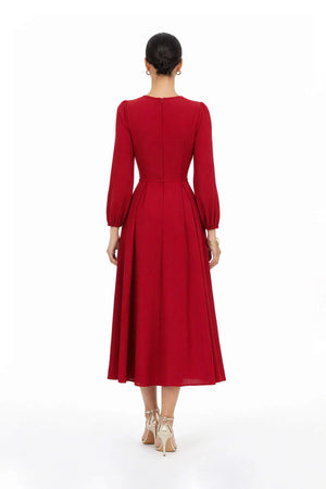 Destiny Pleated Midi Vestido