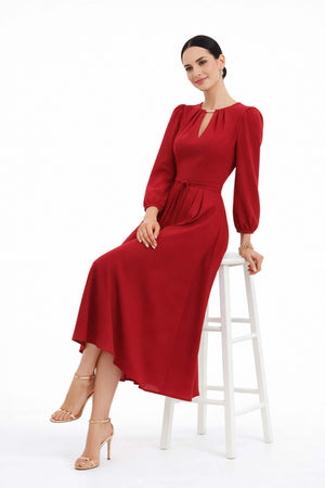 Destiny Pleated Midi Vestido