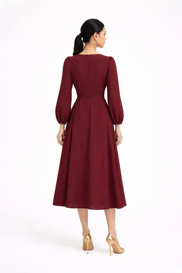 Destiny Pleated Midi Vestido