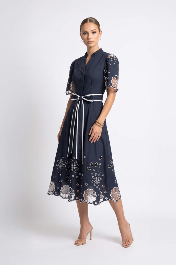 Isabella Embroidered Midi Vestido 526198 MAR
