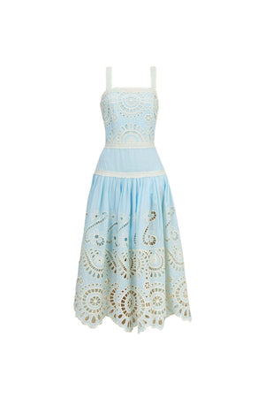 Viviana Embroidered-Cutout Cami Midi Vestido 526200