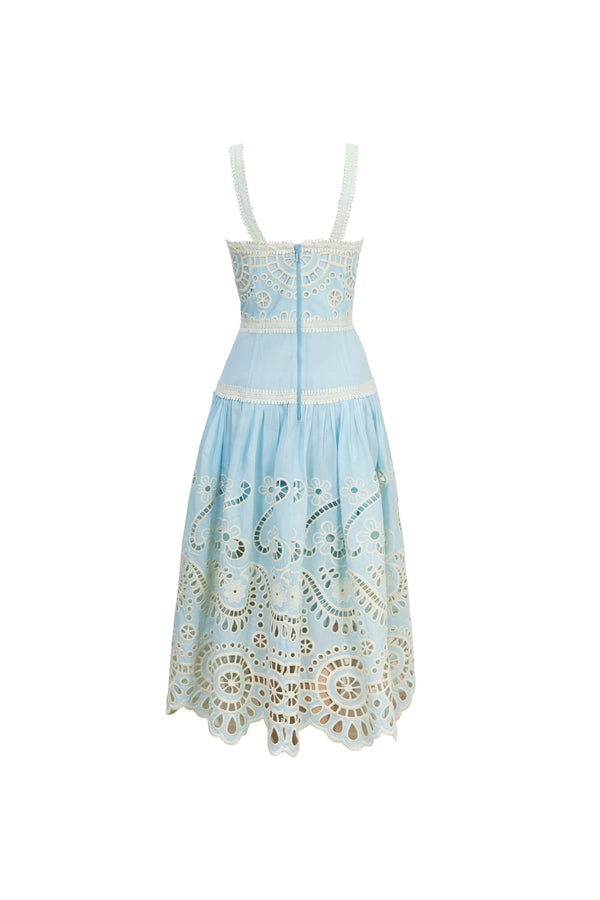 Viviana Embroidered-Cutout Cami Midi Vestido 526200