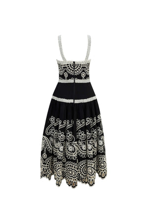 Viviana Embroidered-Cutout Cami Midi Vestido 526200NEG