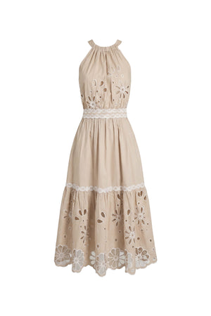 Olimpia Halter Embroidered Midi Vestido 526201 KAK
