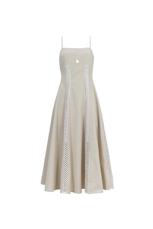 Martina Cutout Lace-Trim Midi Vestido 526233BEI