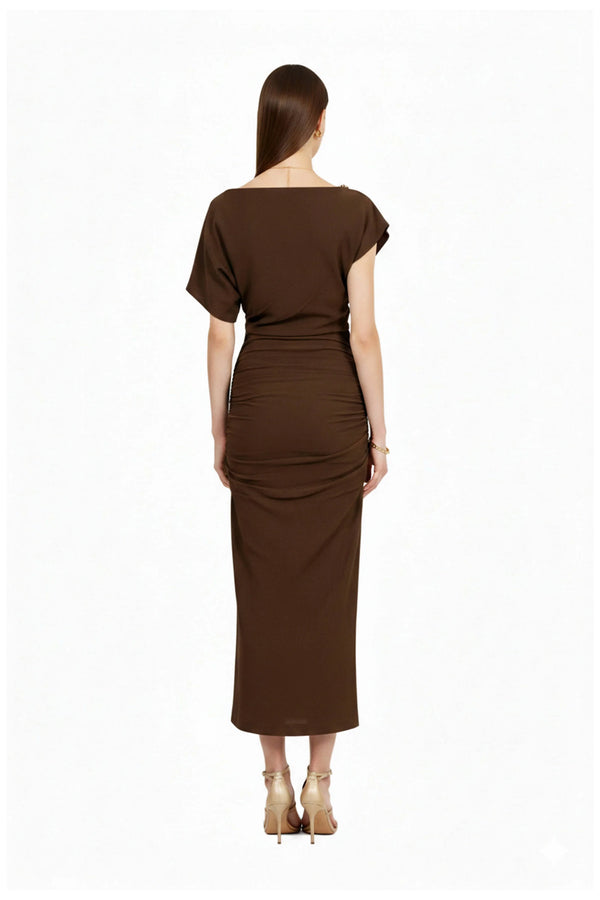 Anahi Draped Midi Vestido