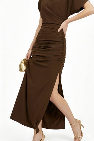 Anahi Draped Midi Vestido
