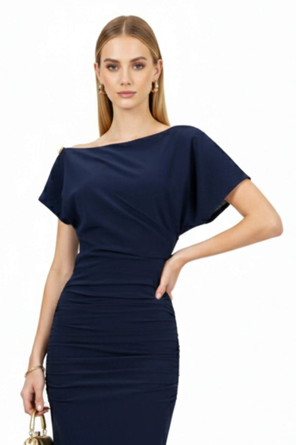 Anahi Draped Midi Vestido