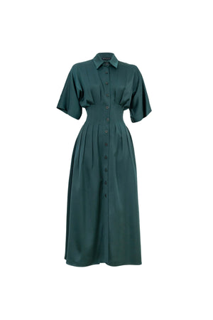 Alessandra Pleated Midi Vestido