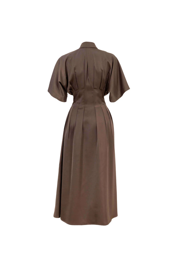 Alessandra Pleated Midi Vestido