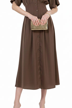 Alessandra Pleated Midi Vestido