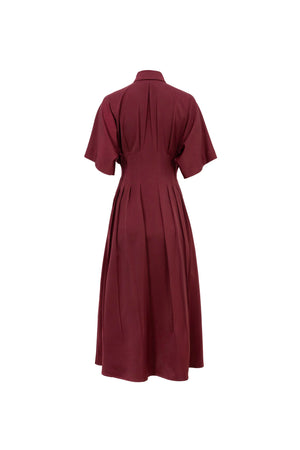 Alessandra Pleated Midi Vestido