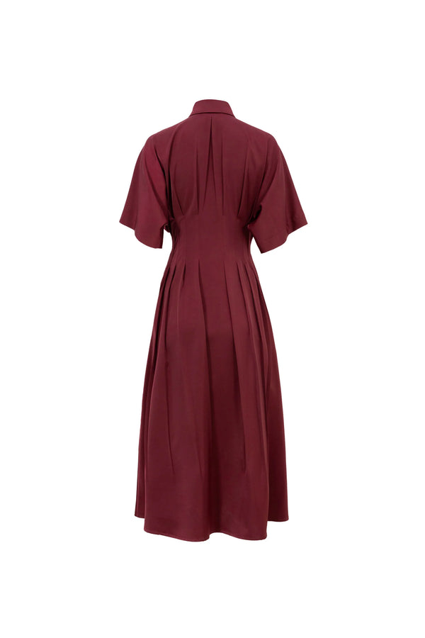 Alessandra Pleated Midi Vestido