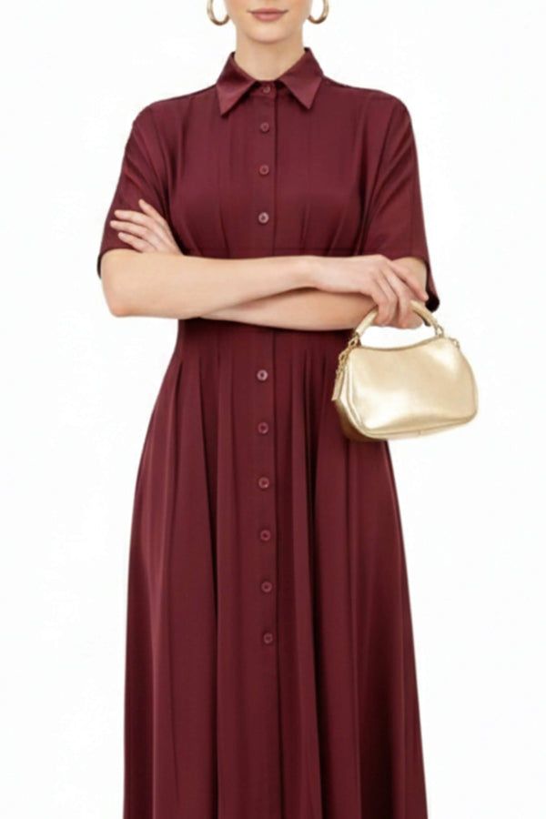 Alessandra Pleated Midi Vestido