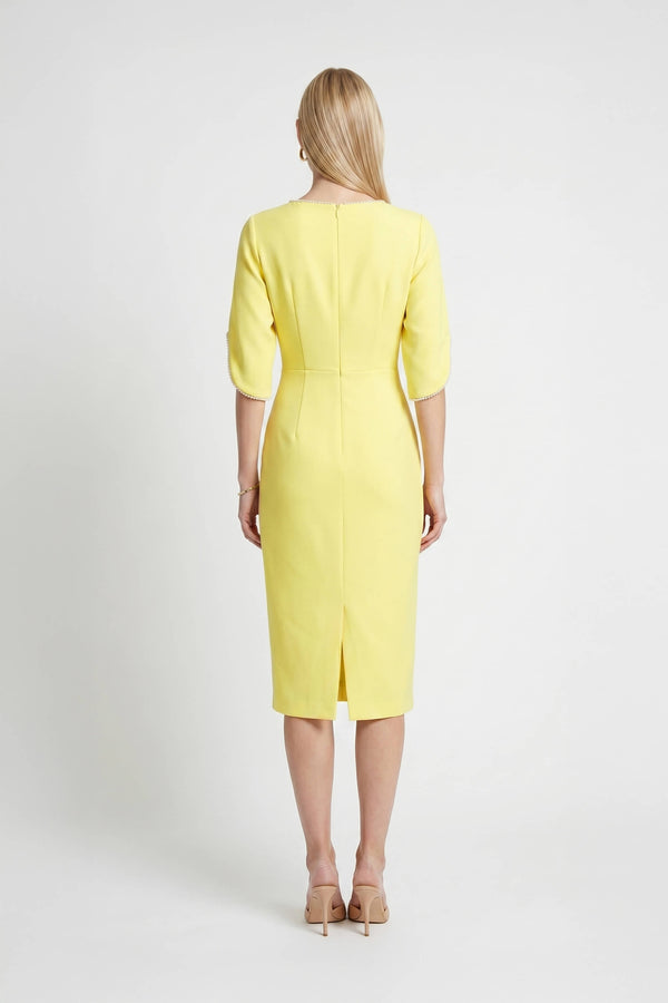 Amira Pearl-Detail Slit-Sleeve Vestido