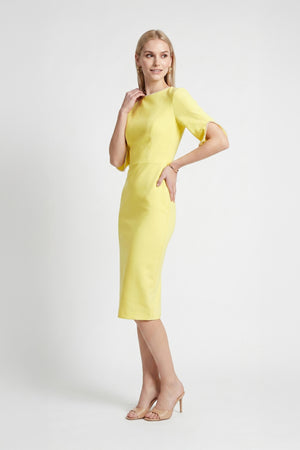 Amira Pearl-Detail Slit-Sleeve Vestido